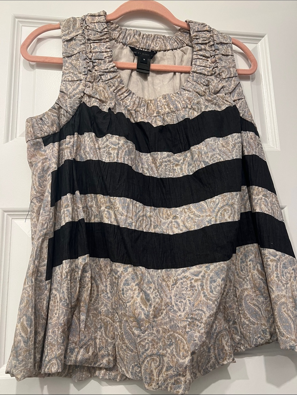 Marc by Marc Jacobs Sleeveless Paisley Tank with Black Stripes